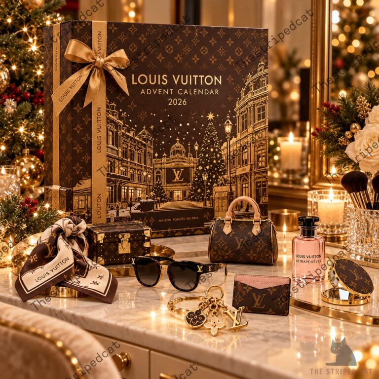 Louis Vuitton Advent Calendar 2026 4 Louis Vuitton 2026 luxury advent calendar surrounded by designer accessories