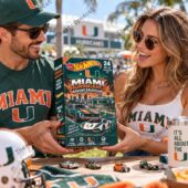 Couple showing off Miami Hurricanes Hot Wheels Advent Calendar from TheStripedcat