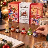 Monin 2026 Advent Calendar featuring miniature syrup bottles