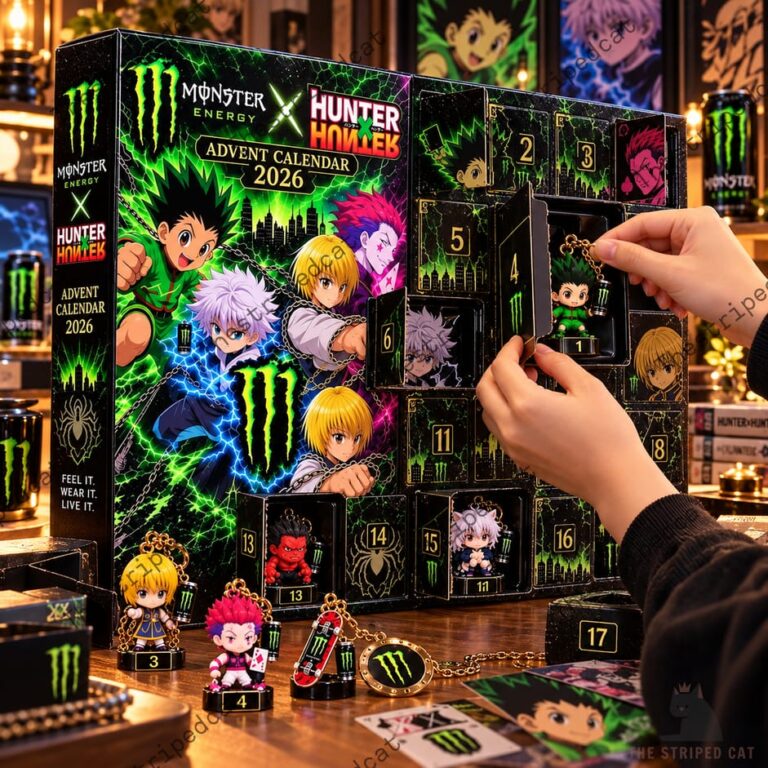 Monster Energy x Hunter x Hunter 2026 Advent Calendar being opened