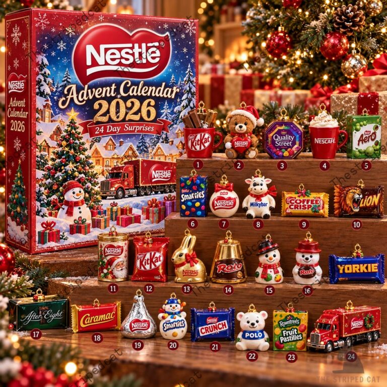 Nestlé 2026 Advent Calendar featuring 24 miniature brand ornaments.