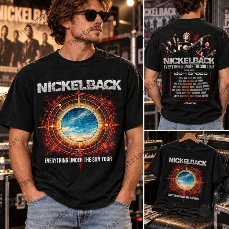 Nickelback Everything Under The Sun Tour graphic t-shirt featuring band and concert dates