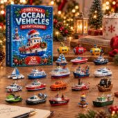 Christmas Ocean Vehicles Advent Calendar with 24 acrylic ship ornaments