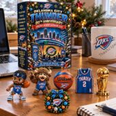 Oklahoma City Thunder 80th Anniversary holiday advent calendar and merchandise set.