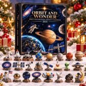 Orbit and Wonder space exploration advent calendar for 2026 with 24 collectible miniature space items.