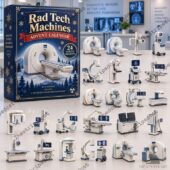 Rad Tech Machines Advent Calendar featuring 24 medical imaging equipment ornaments.