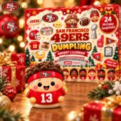 San Francisco 49ers themed dumpling advent calendar with collector figure