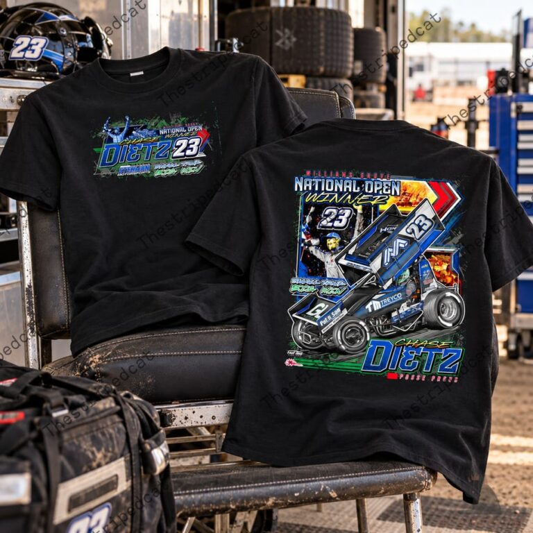 Chase Dietz sprint car racing t-shirt featuring National Open winner design