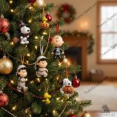 Peanuts themed Halloween ornaments on a Christmas tree from TheStripedcat