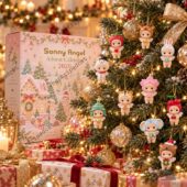Sonny Angel 2026 Advent Calendar and festive Christmas ornaments displayed on a decorated tree