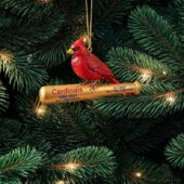 St. Louis Cardinals Red Bird Baseball Bat Christmas Ornament