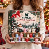 Person holding a 2026 Stanley Advent Calendar with miniature cups