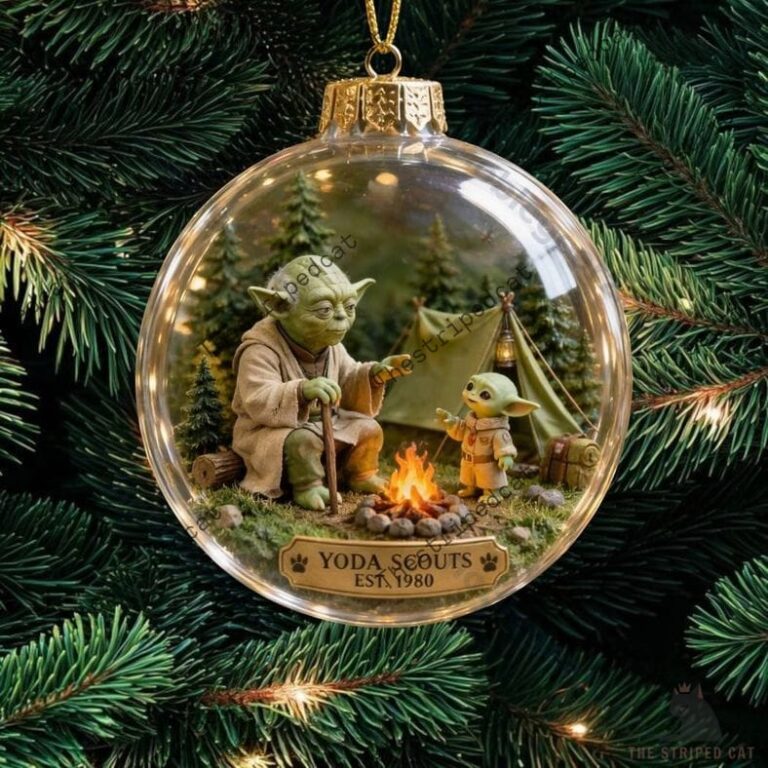 Star Wars Yoda Scouts Est 1980 Christmas Ornament 1 Yoda and Grogu camping themed Christmas ornament