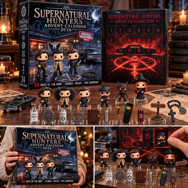 Supernatural Hunters 2026 Advent Calendar featuring collectible figurines and themed relics.