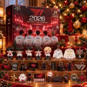 T1 2026 esports advent calendar with miniature figurines and accessories.