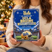 Person holding a blue UCLA Bruins 24-day advent calendar during the holidays.