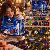 Woman holding UEFA Champions League 2026 Advent Calendar from TheStripedcat