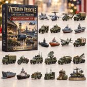 2026 Veteran Vehicles and Service Machines advent calendar with 24 acrylic vehicle ornaments.
