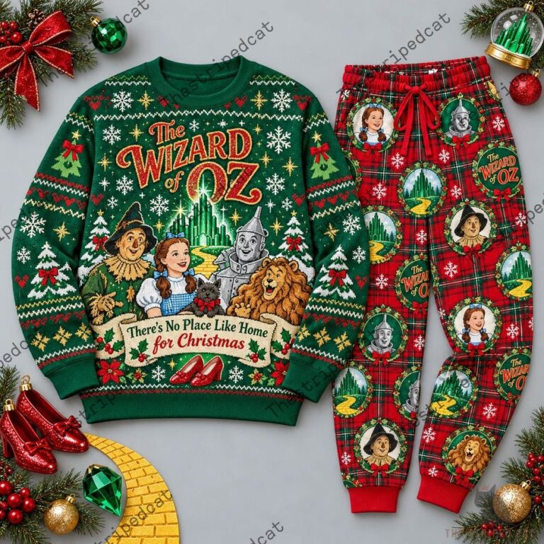 Wizard of Oz Christmas pajama set with sweater and plaid bottoms from TheStripedcat