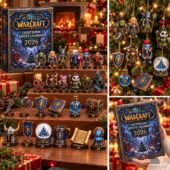 World of Warcraft 2026 Countdown Advent Calendar featuring 24 miniature figures and holiday ornaments